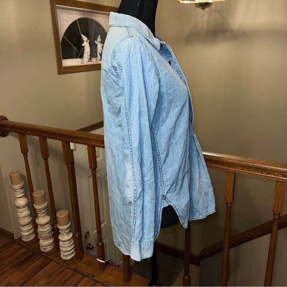 Madewell Little Love Blue Denim Chambray Pullover Hi/Low Tunic Top Size XS - Picture 5 of 12